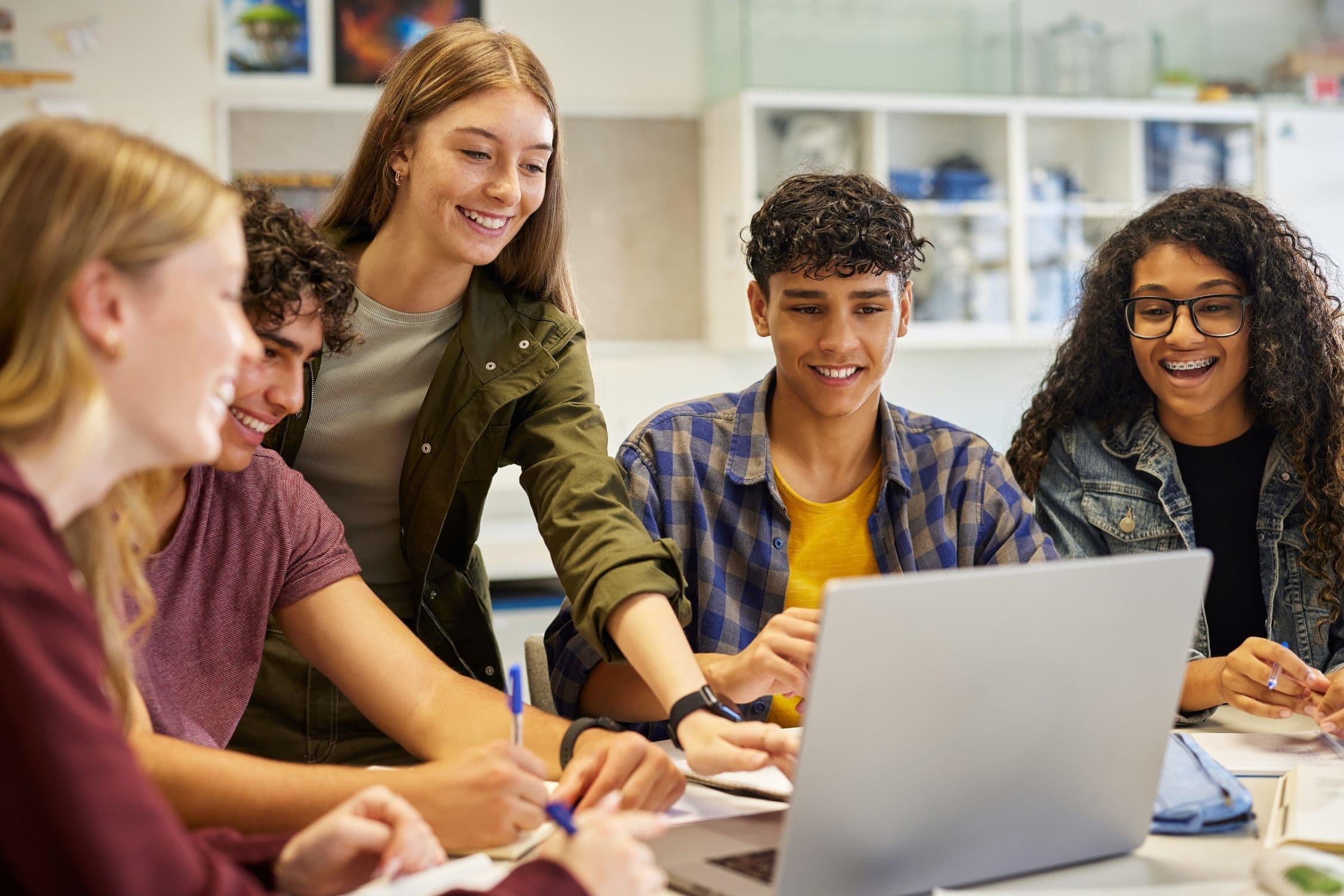 Students connecting and talking together