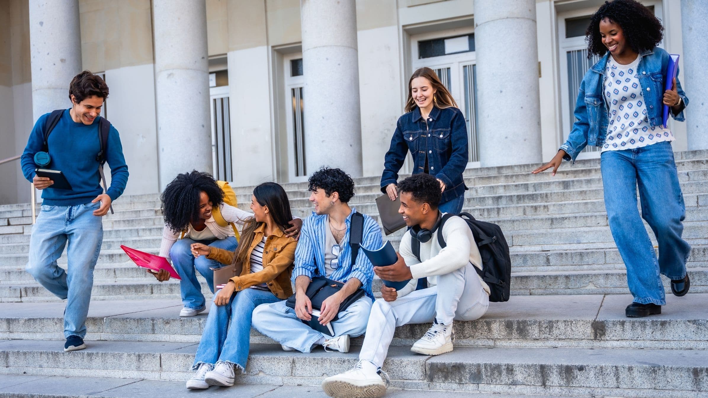 International students together on campus